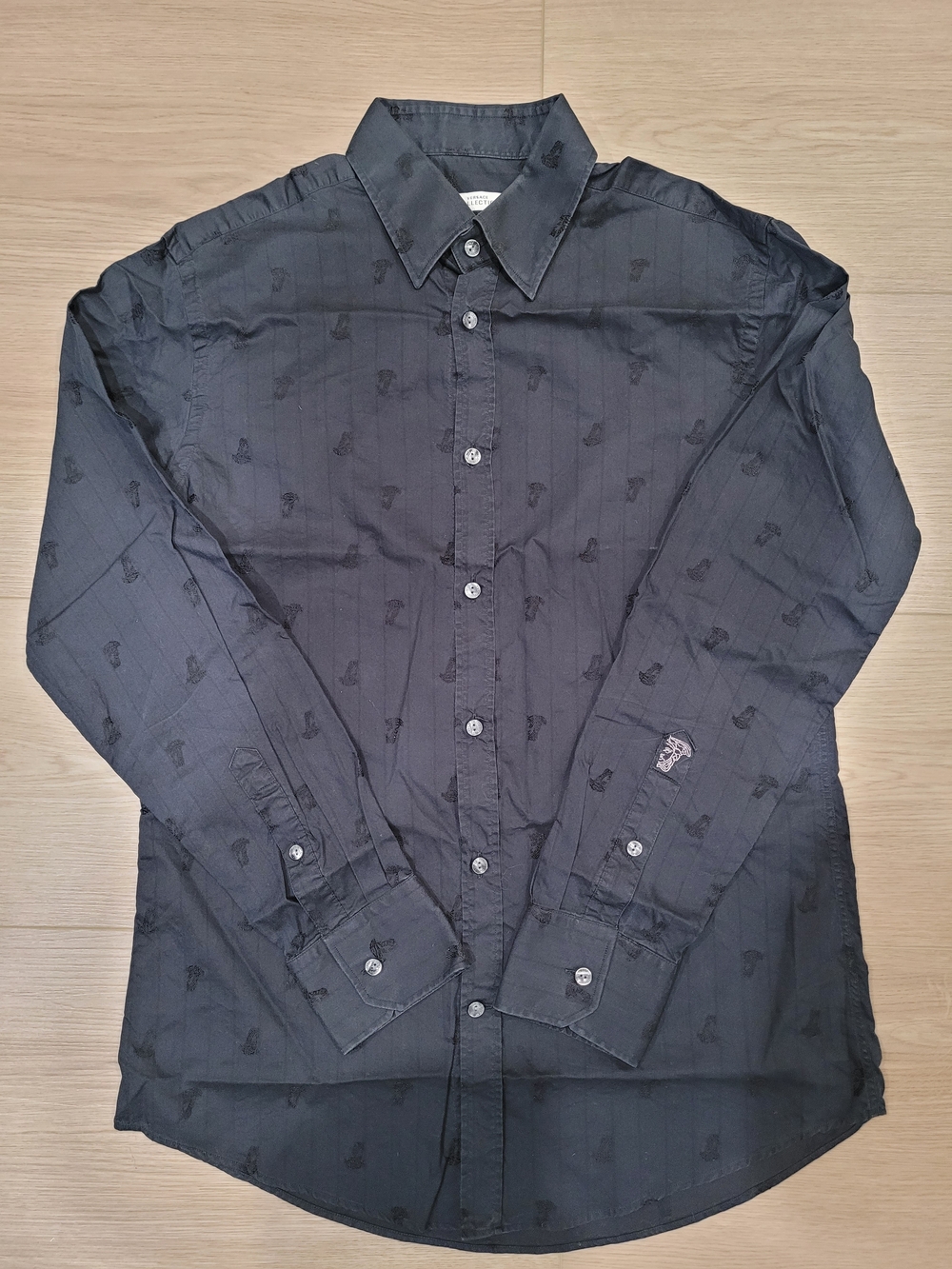 Rare Design Versace Collection Tonal Medusa Print Button Up Dress Shirt